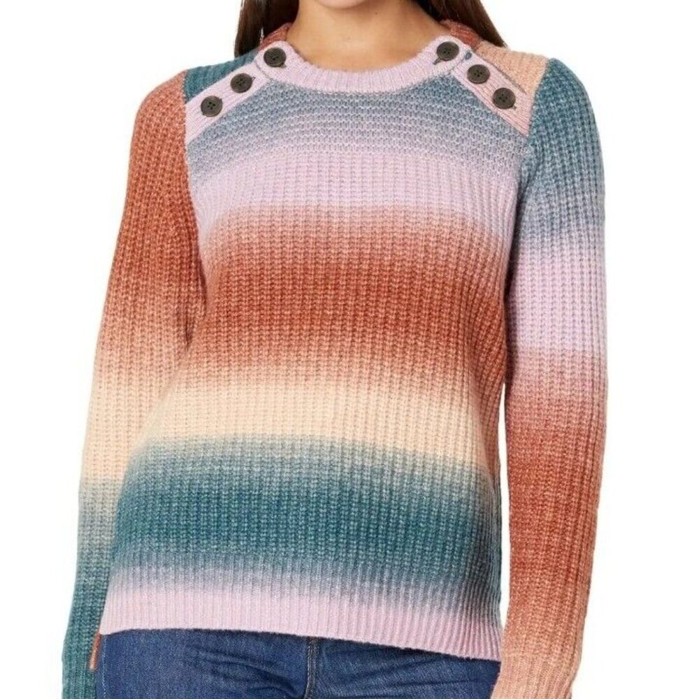 Madewell Space Dyed Shoulder Button Pullover Sweater Wool Blend XL *
